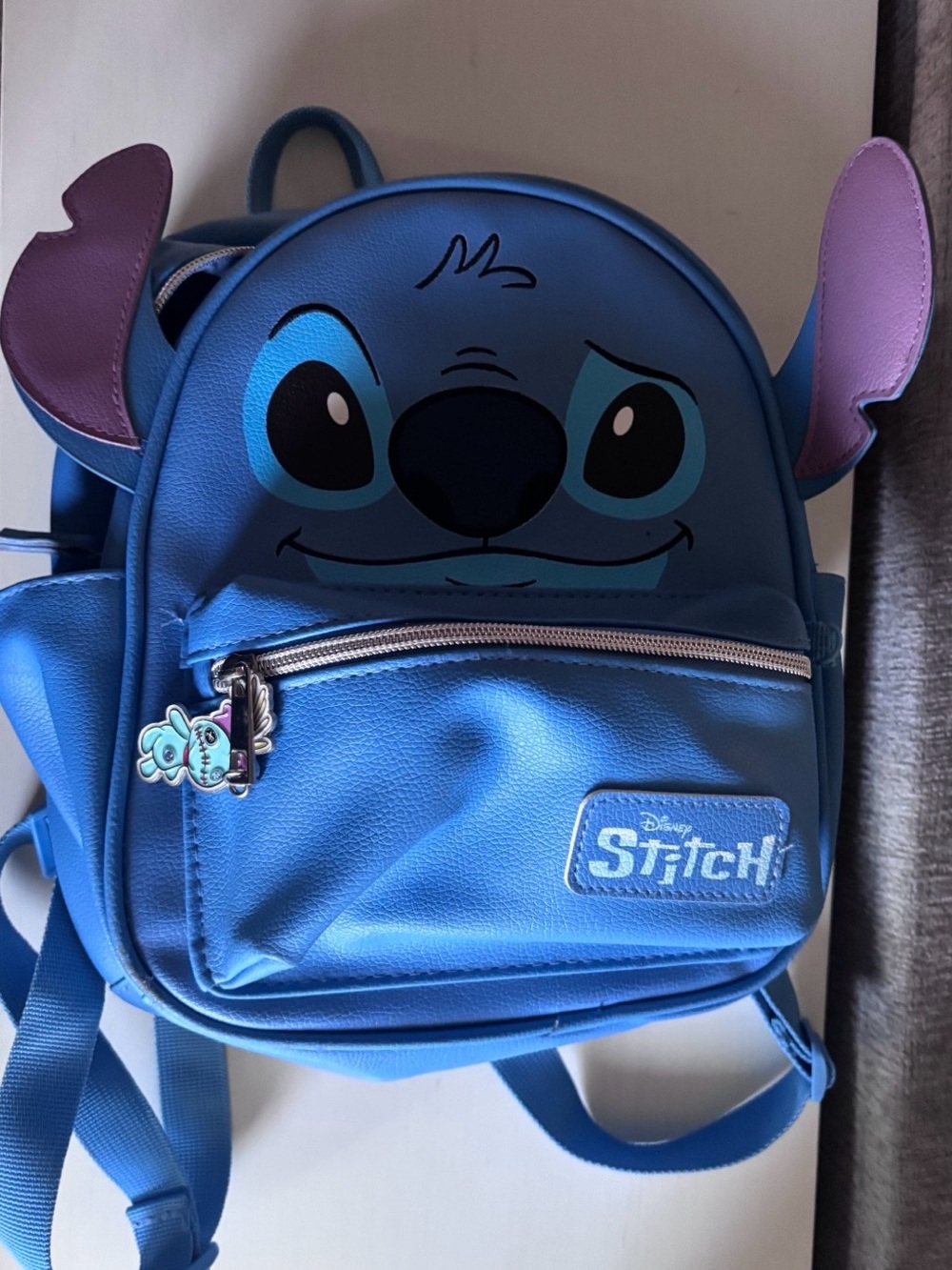 Disney Blue Stitch Face Kids Backpack with Ear Accents